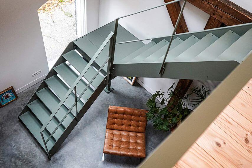 Steellife stalen trap in de kleur groen
