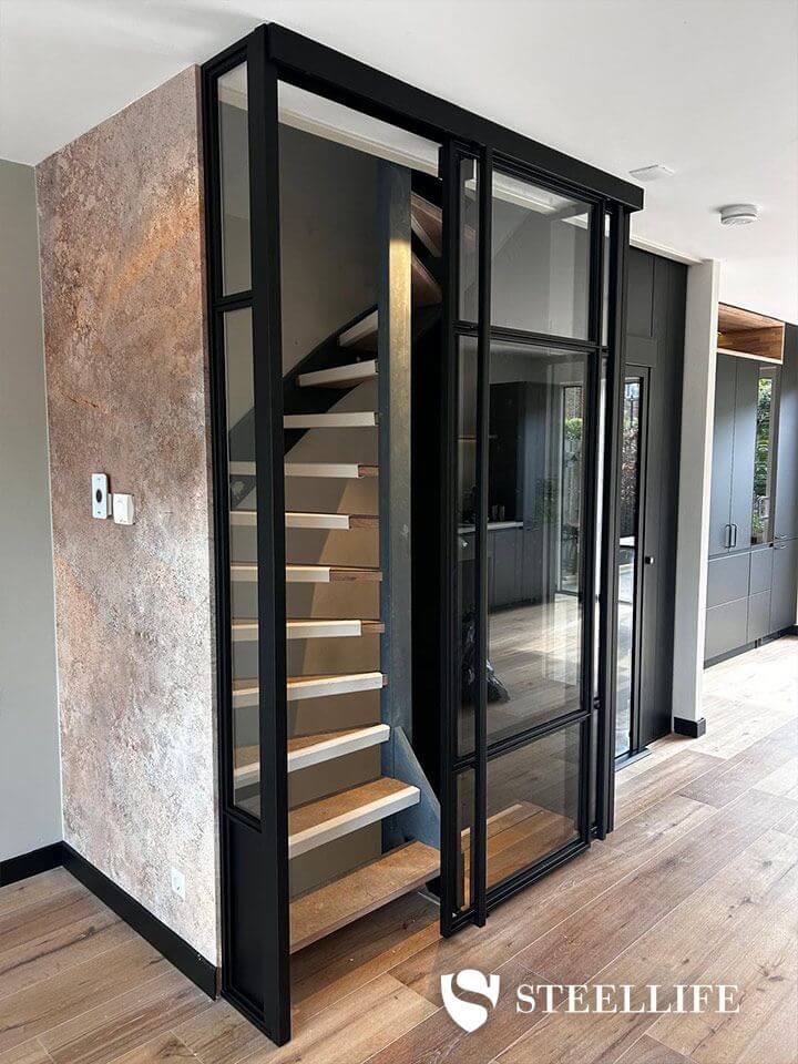 Stalen dubbele schuifdeuren